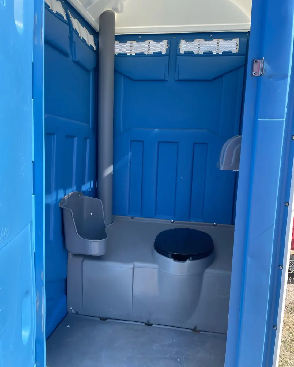 Clean standard porta potty interior