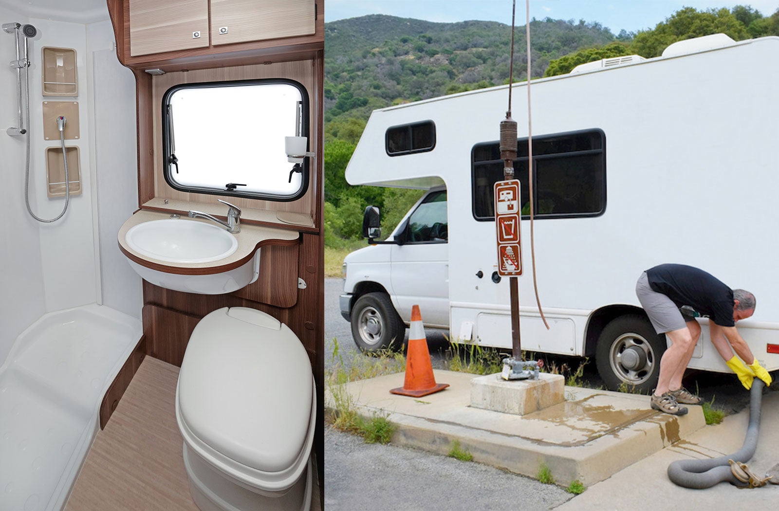 Portable RV/camper toilet and holding tank setup in Lewisville, Texas
